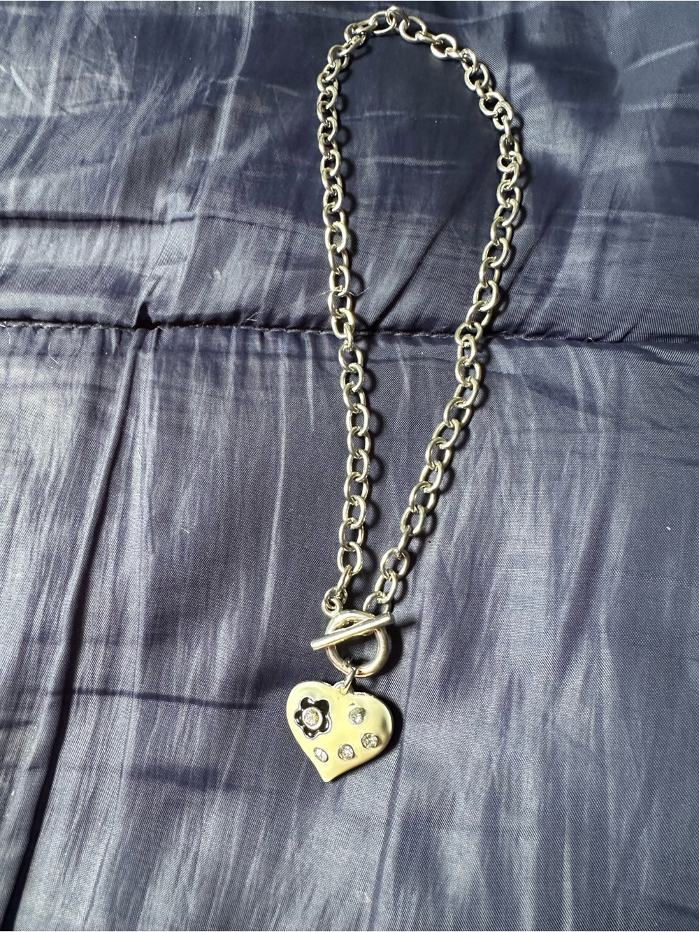 Sterling Silver Heart Pendant Necklace with Crystal Accents - Silver - Picture 2 of 2